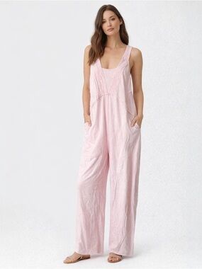 Blue Velvet Pink Knit Overalls – Size XL. NWT